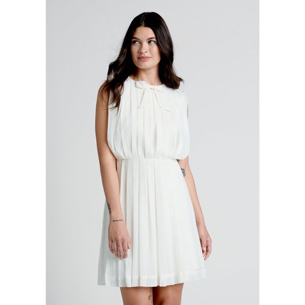 NWT ModCloth The Pleat-est Things Ivory Mini Dress 1X